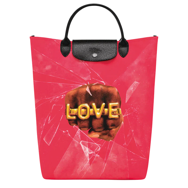 LONGCHAMP X TOILETPAPER TOTE BAG M Canvas - Red