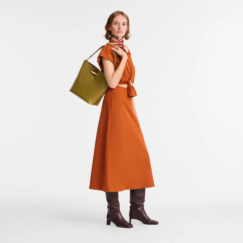 M LE ROSEAU SHOULDER BAG Leather - Olive