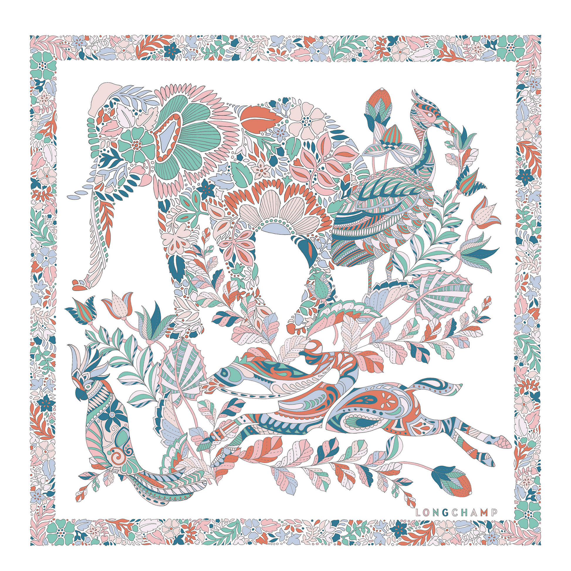 Forêt Longchamp  Silk scarf 50
