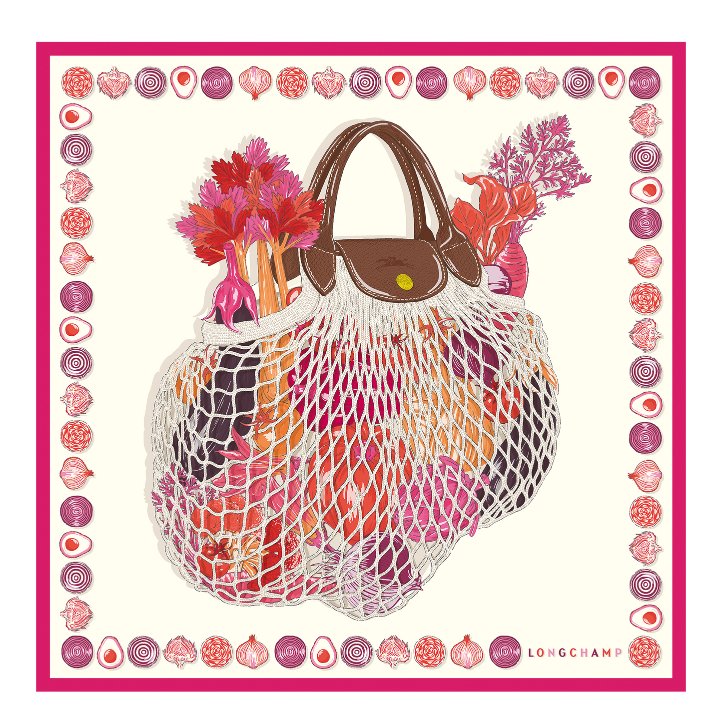 The Gourmet Mesh bag  Pink Silk scarf 70 