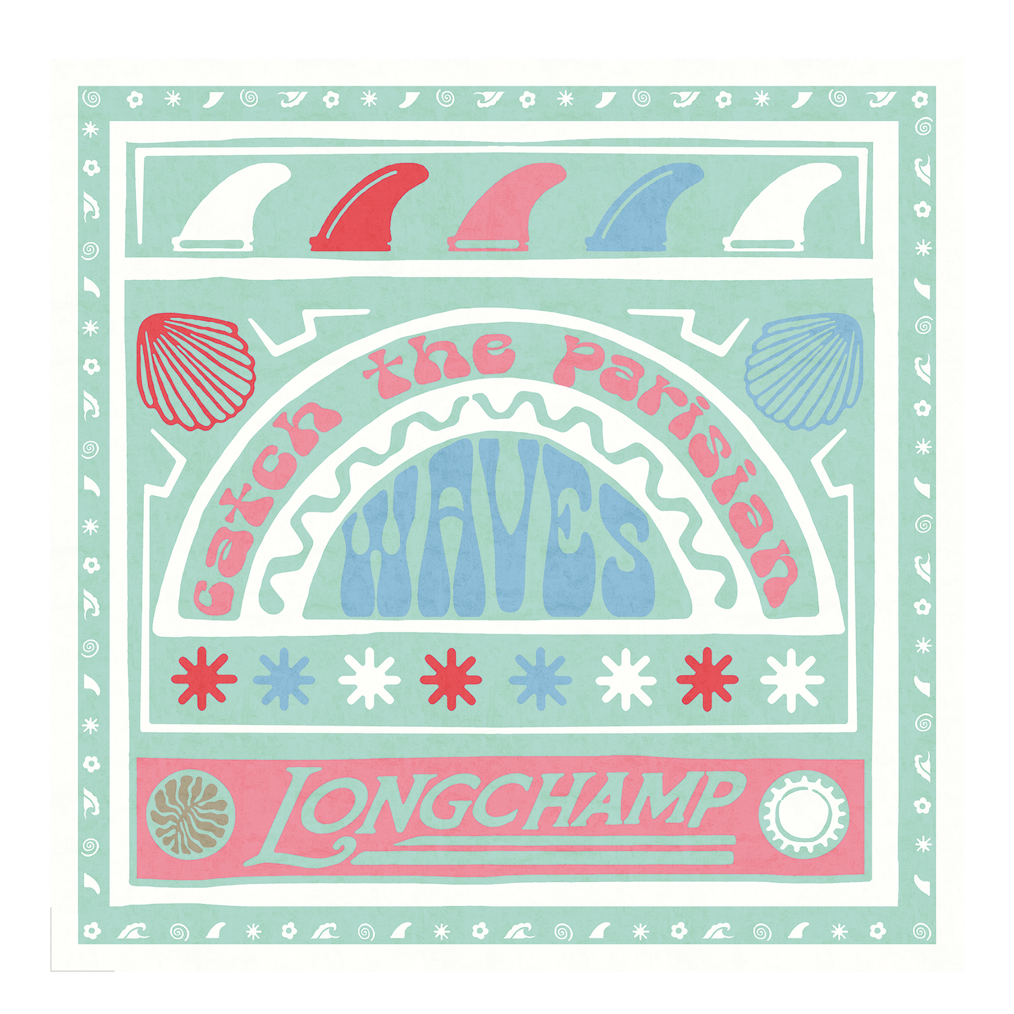 Catch The Parisian Wave  Silk scarf 50